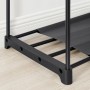 Detailaufnahme: Schwarzer Songmics Kleiderschrank, Fokus auf Rahmen und Ablage.