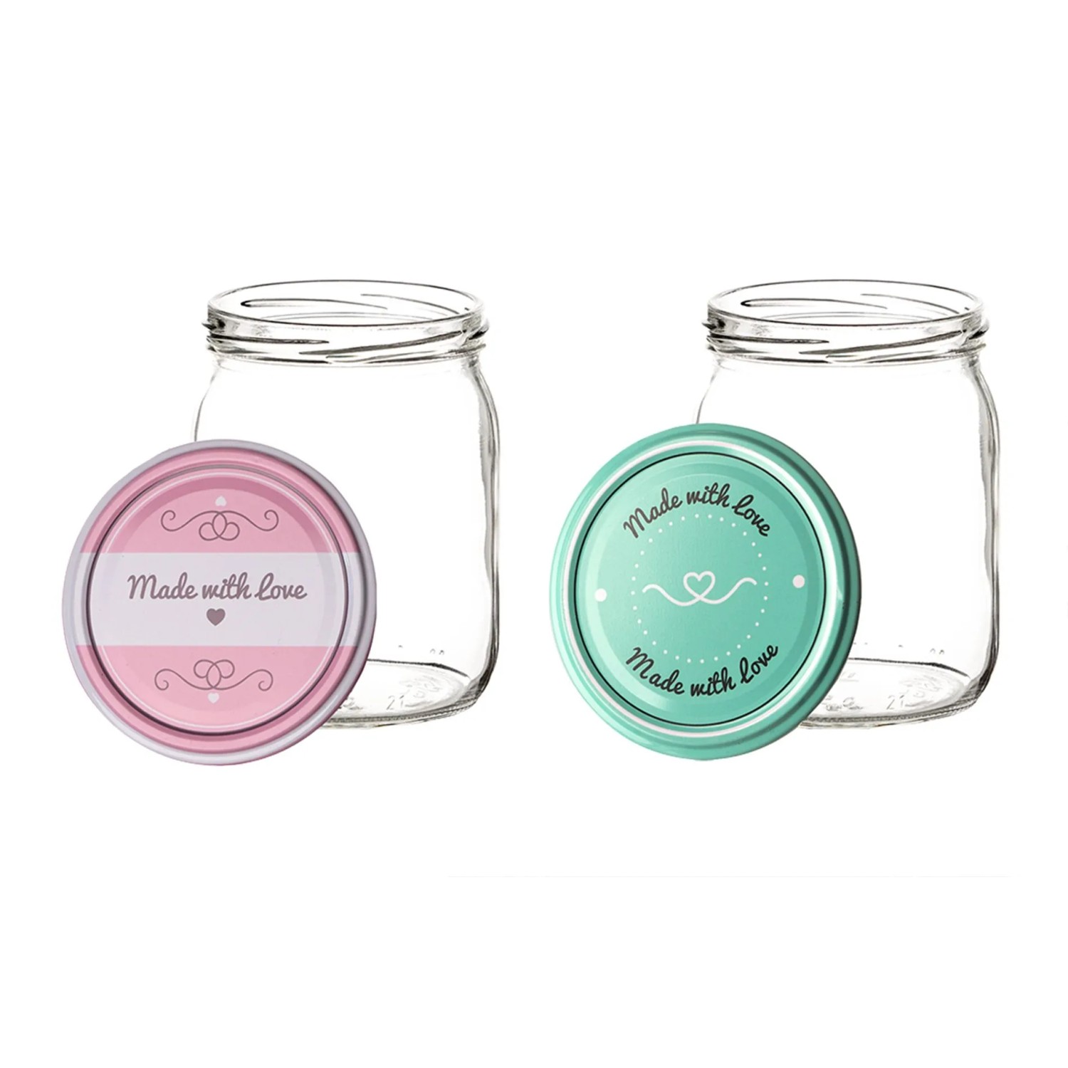 BigDean 12er Set Einmachgläser mit Deckel in Rosa und Pastellton in Made With Love Stil 540ml Sturzgläser Marmeladenglas kaufen bei OBI