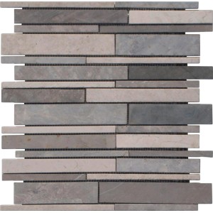 Marmormosaik Black Grey Creme, 30,5x30,5 cm, für Wand und Boden.