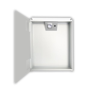 Offener DSK Spiegelschrank Aluminio Vegas, alufarben, mit Steckdose. Bad Spiegelschrank für mehr Stauraum.