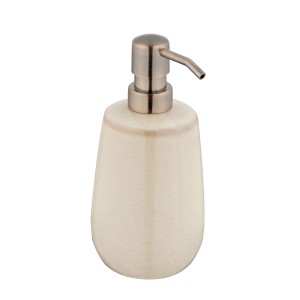 Beiger Wenko Seifenspender Sirmione aus Keramik mit Kupfer-Pumpe, 430 ml.