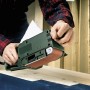 LUX Schleifband K40 (65x410mm) im Einsatz auf Holz. Zubehör für Bandschleifer.