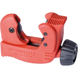 Rothenberger Industrial MiniMax Rohrabschneider (3-28 mm) in Rot, Nahaufnahme.