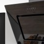 Respekta Schräghaube der Premium Küchenzeile in Grau-Schwarz. Dunstabzugshaube mit Glasfront.