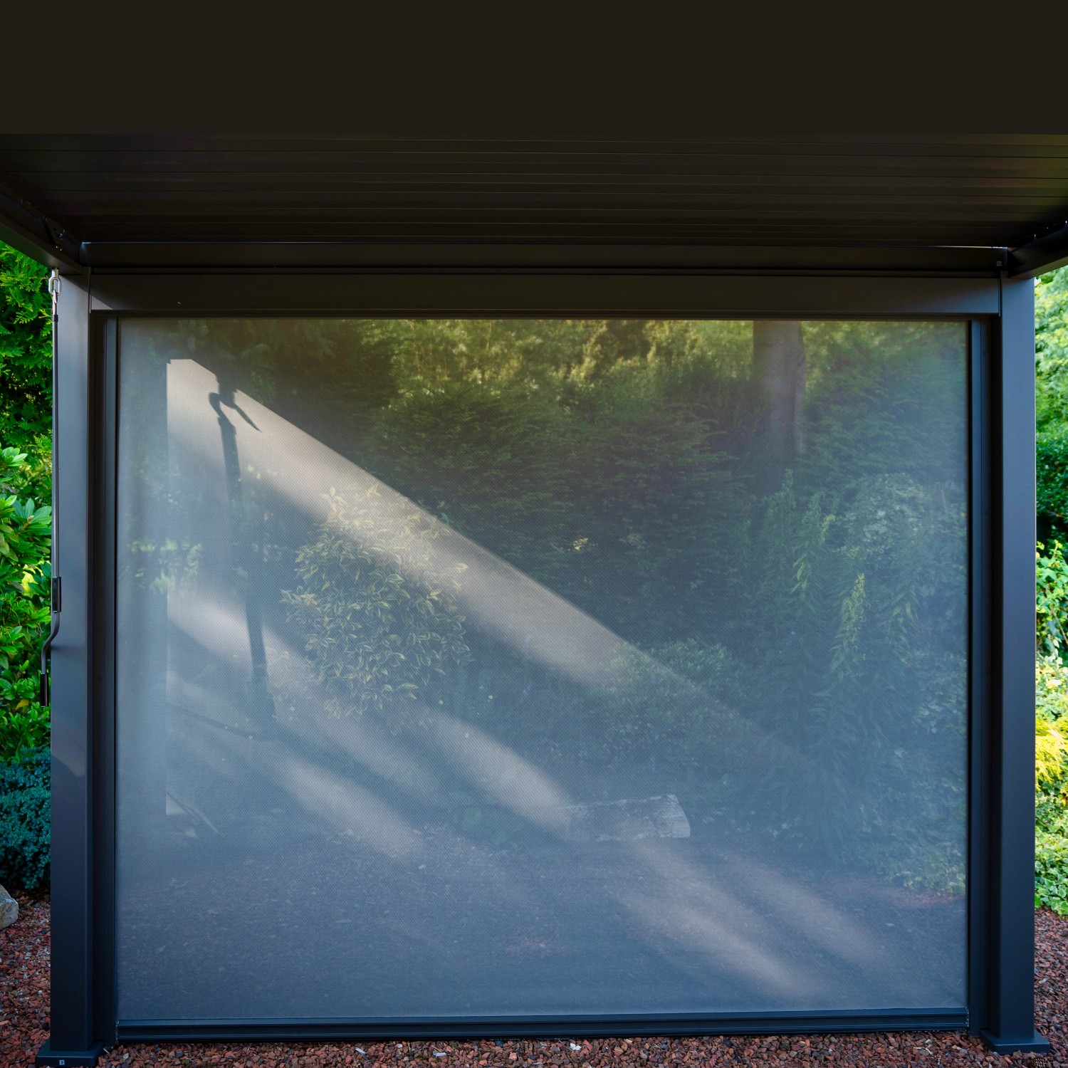 Sonnenrollo Mirador 3 m Anthrazit für Terrassenüberdachung, Textilrollo