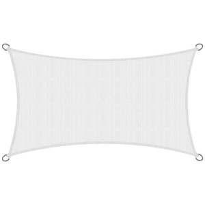 Rechteckiges, weißes Sol Royal Sonnensegel SolVision HS9 (200x400cm) aus HDPE-Gewebe mit Edelstahlringen.