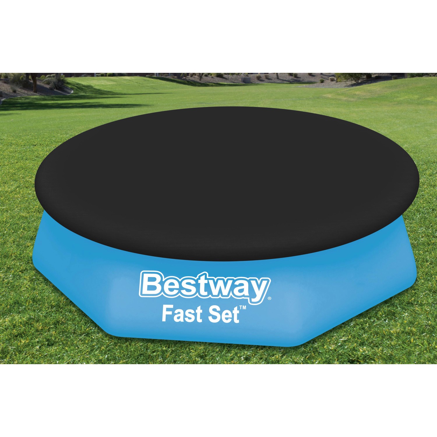 Bestway Abdeckplane, schwarz, für Fast Set Pool Ø 240 cm. Schutz vor Schmutz.