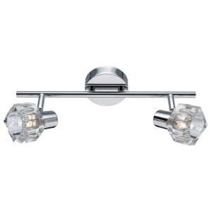 Halogen-Spot Sarentino 2er, Chrom mit Glas, für Deckenmontage.