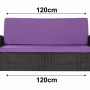 Violettes Gartenkissen-Set (120x60x50 cm) für 2-Sitzer Polyrattan Gartensofa. Bequeme Sitzauflage.