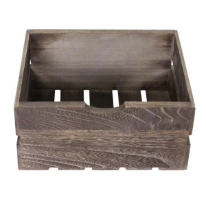 Offene, braune MCW Kommode/Aufbewahrungskiste aus Holz mit 2 Schubladen.