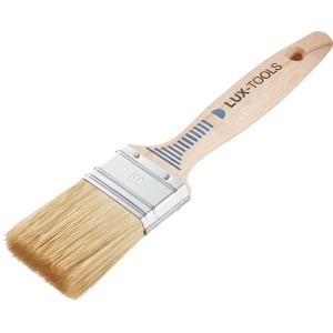 LUX Flachpinsel Dispersion, 50 mm breit, mit hellem Holzgriff und Kunstborsten.