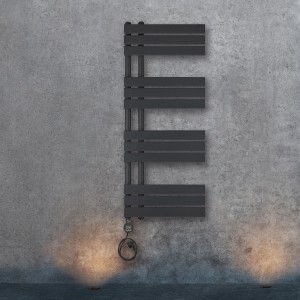 Elektrischer Badheizkörper Limburg 700 W Schwarz 120 cm x 50 cm