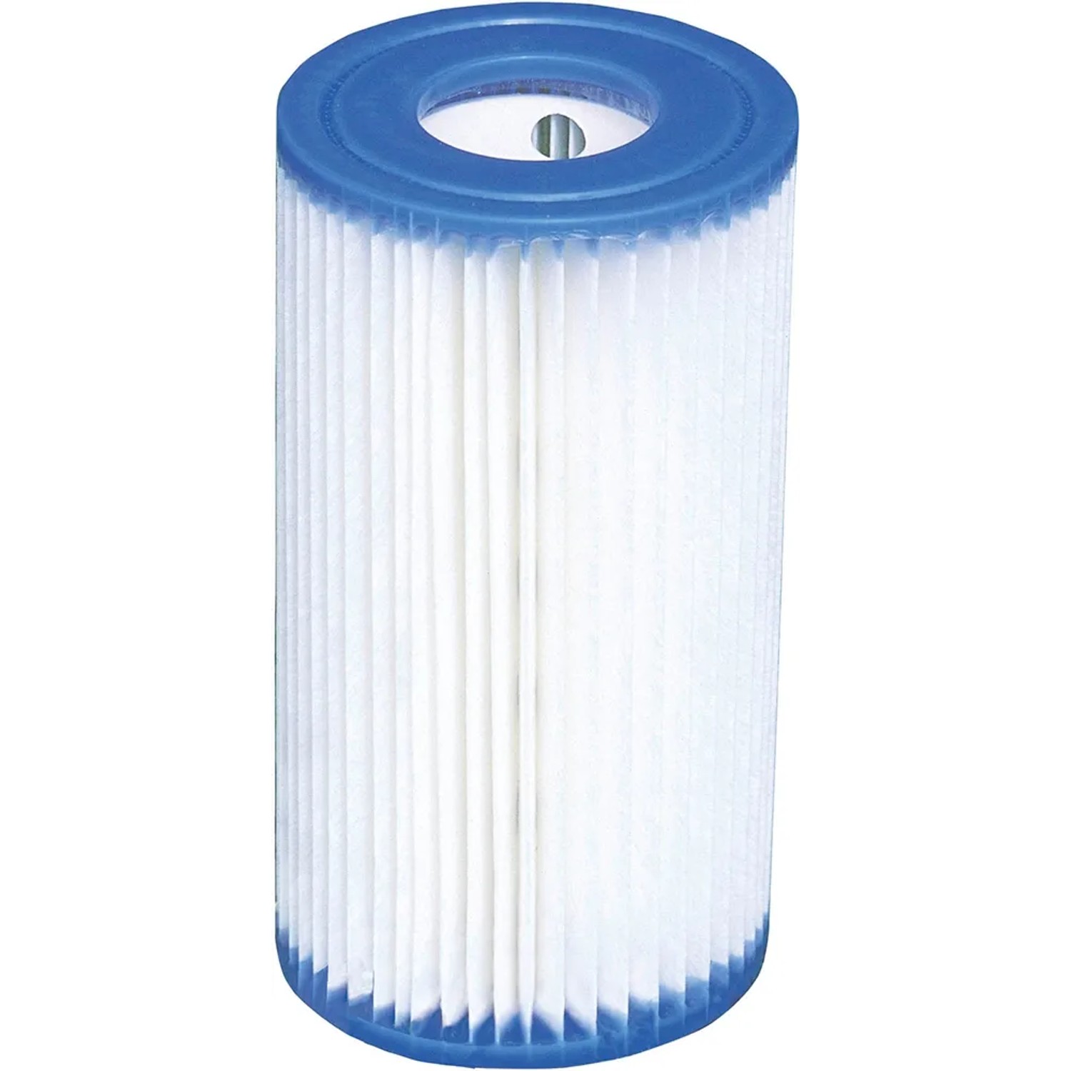Intex Filterkartusche Typ A für Pool-Filteranlagen, weiße Filterlamellen mit blauen Enden.
