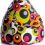 Sitting Point Sitzsack Malibu, 220 l, mit buntem Kreismuster in Orange, Pink, Grün und Schwarz.