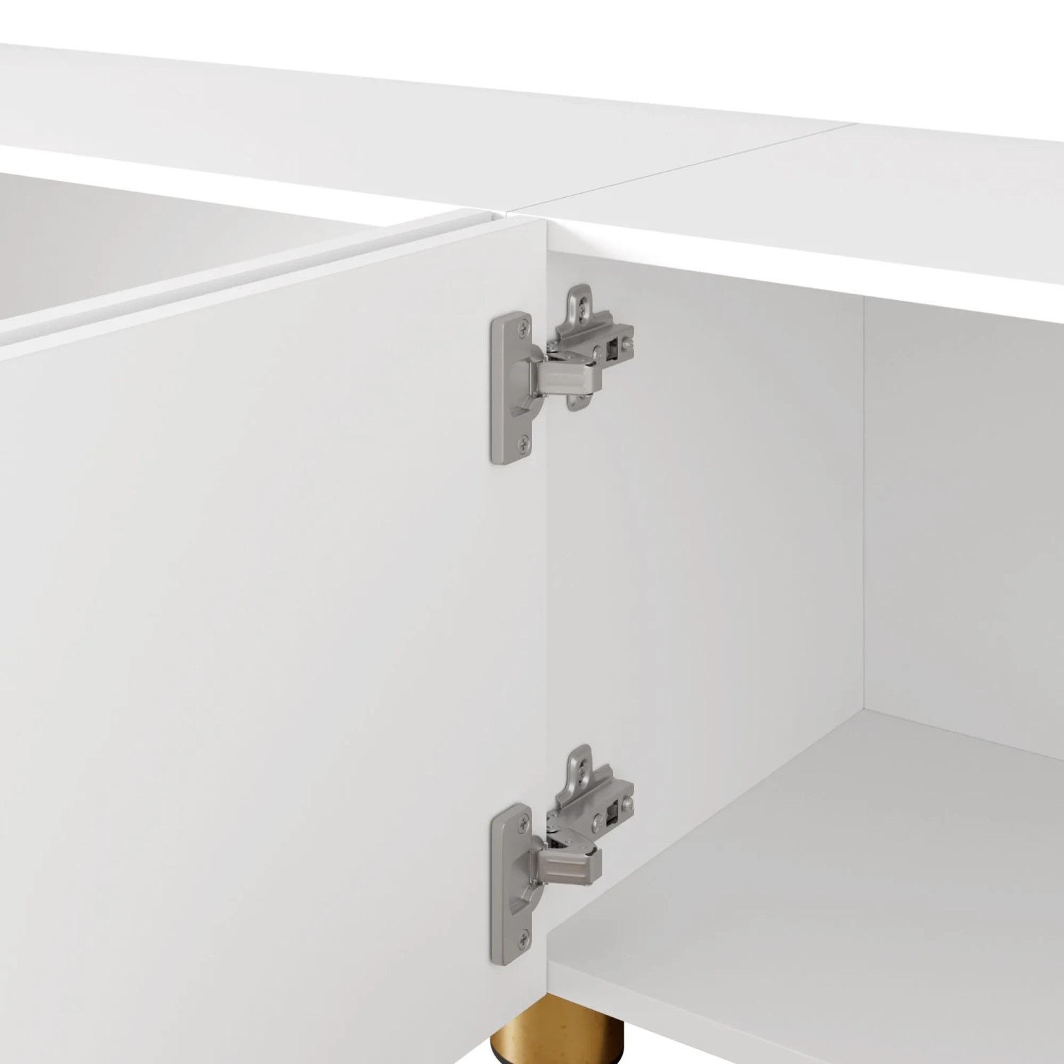 okwish TV-Schrank Lowboard mit Bogenrelief 4 Türen Metallfüße Wohnzimmer 180x35x40cm Weiß_7