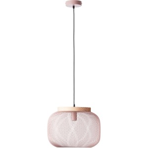 Hellrosa Brilliant Pendelleuchte Giada Ø 39 cm mit modernem Gitterdesign für Wohn- und Esszimmer.