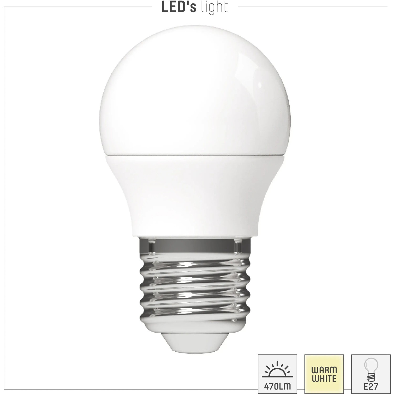 LED-Leuchtmittel E27 Globe G45, 4,9W, warmweiß, für Lampen und Leuchten.