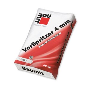 Weißer 40 kg Sack Baumit Vorspritzmörtel 4 mm. Zementvorspritzmörtel für Putze, Haftvermittler, Saugausgleich.