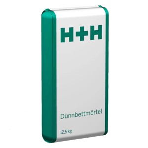 H+H Porenbeton-Dünnbettmörtel, 12,5 kg Sack für Porenbetonsteine.