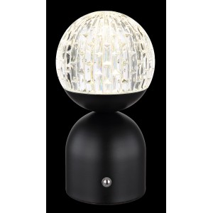 Globo Tischleuchte Julsy, schwarz matt, 20cm. LED-Tischlampe mit Kristall-Effekt.