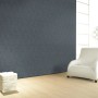 Glööckler Vliestapete Imperial Feder Uni in Blaumetallic-Lila an Wand im Raum.