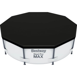 Bestway Flowclear Poolabdeckung, PVC, schwarz, Ø 305 cm, für Steel Pro Pools.