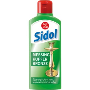 Sidol Messing-, Kupfer-, Bronze-Reiniger, 250ml Flasche. Reinigt und schützt Metalloberflächen.