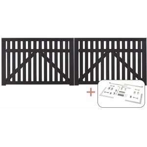 Plus Holz Doppeltor Country Nadelholz Schwarz 300 cm x 98 cm