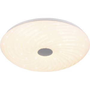 Weiße LED Deckenleuchte Gravity mit Sternenhimmel-Effekt. Moderne Lampe für Wohn- und Schlafzimmer.