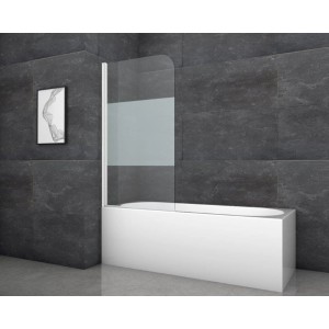 Aurlane Badewannenfaltwand White Classic, 80x140 cm, weiß, 1-flügelig, auf Badewanne montiert.