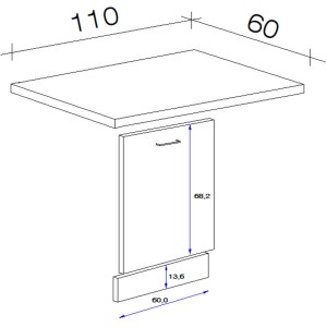 Skizze: Flex-Well Exclusiv Geschirrspüler-Paket Capri Schwarz/Eiche, Maße 110x85x60 cm, für Spülenunterschrank.