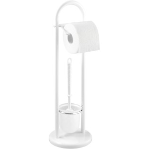 Wenko Stand WC-Garnitur Siena Weiß mit Toilettenpapierhalter und WC-Bürste.