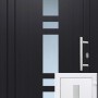 Anthrazit-weiße Kunststoff-Haustür (100x200cm) mit Glaseinsätzen und Edelstahlgriff.