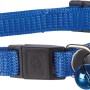 Blaues Trixie Katzenhalsband aus Nylon mit Adresslasche und Glöckchen.