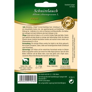 Samenpackung Quedlinburger Schnittlauch Polyvit, mehrjährige Kräutersamen für Garten und Balkon.