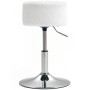 Weißer HOMCOM Barhocker mit gepolstertem Cord-Sitz, höhenverstellbarem Metallgestell und runder Chrombasis.