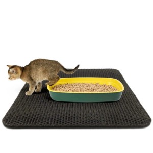 KARAT Katzenstreumatte Charly in Wabendesign Abwaschbar Anthrazit 61 x 38 cm