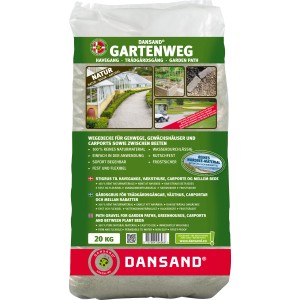 Sack Dansand Gartenweg 20kg: wasserdurchlässige Wegedecke für Garten- und Gehwege.