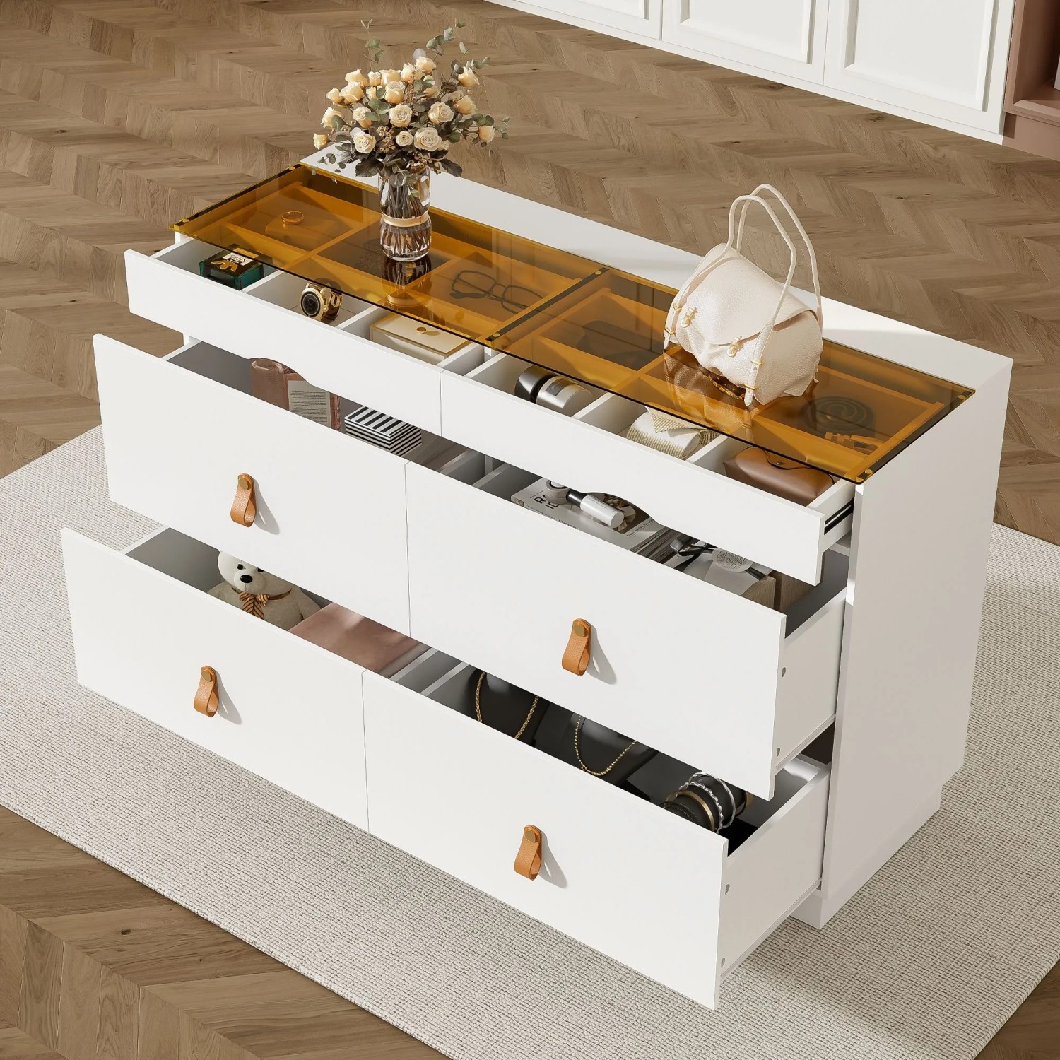 sideboard 15 cm tief Weißes Hochglanz Ridonner mit fünf Drehtüren teilbar Under $35