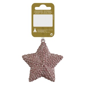 Weihnachts-Deko Stern zum Hängen aus Kunststoff 7,5 cm Rosa Glitter