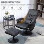Schwarzer HOMCOM Relaxsessel aus Kunstleder mit Liegefunktion, drehbar, und passendem Hocker. Komfortables Loungesessel-Set.
