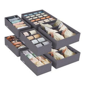 Songmics Unterwäsche-Organizer-Set, 8-teilig, grau, für Schubladen und Kleiderschrank.
