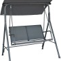 Anthrazitfarbene Hollywoodschaukel Apango aus Stahl mit Textilbespannung und Sonnendach.
