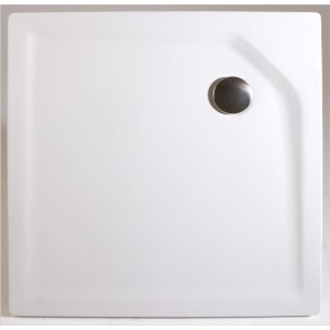 Quadratische, extraflache, weiße Breuer Duschwanne Classic Line, 90x90 cm mit Ablauf.