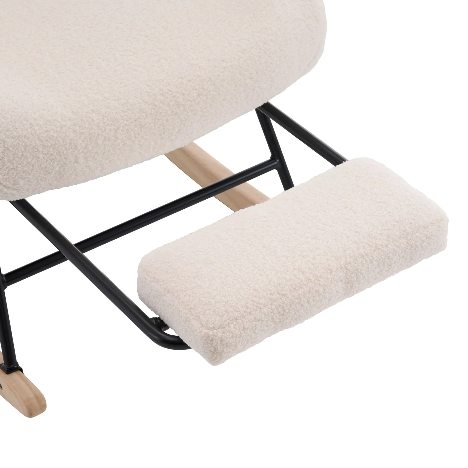 okwish Schaukelstuhl mit Fußstütze Armlehnen Relaxsessel Wohnzimmer 68x88x91cm Beige_7