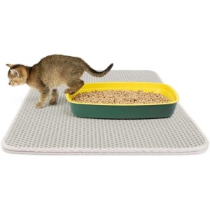 KARAT Katzenstreumatte Charly in Wabendesign Abwaschbar Grau 61 x 38 cm