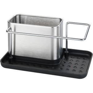 WENKO Spülorganizer Orio Edelstahl für Spülmittel, Schwamm und Tuch.