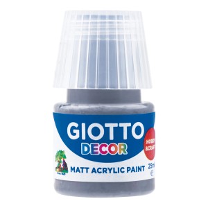 Giotto Decor Acrylfarbe Dunkelgrau, 25ml, matte Acrylfarbe für Hobby und Bastelarbeiten.