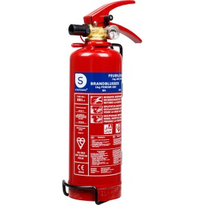 Roter Smartwares Pulverlöscher ABC 1 kg mit Manometer und Halterung für Brandschutz.