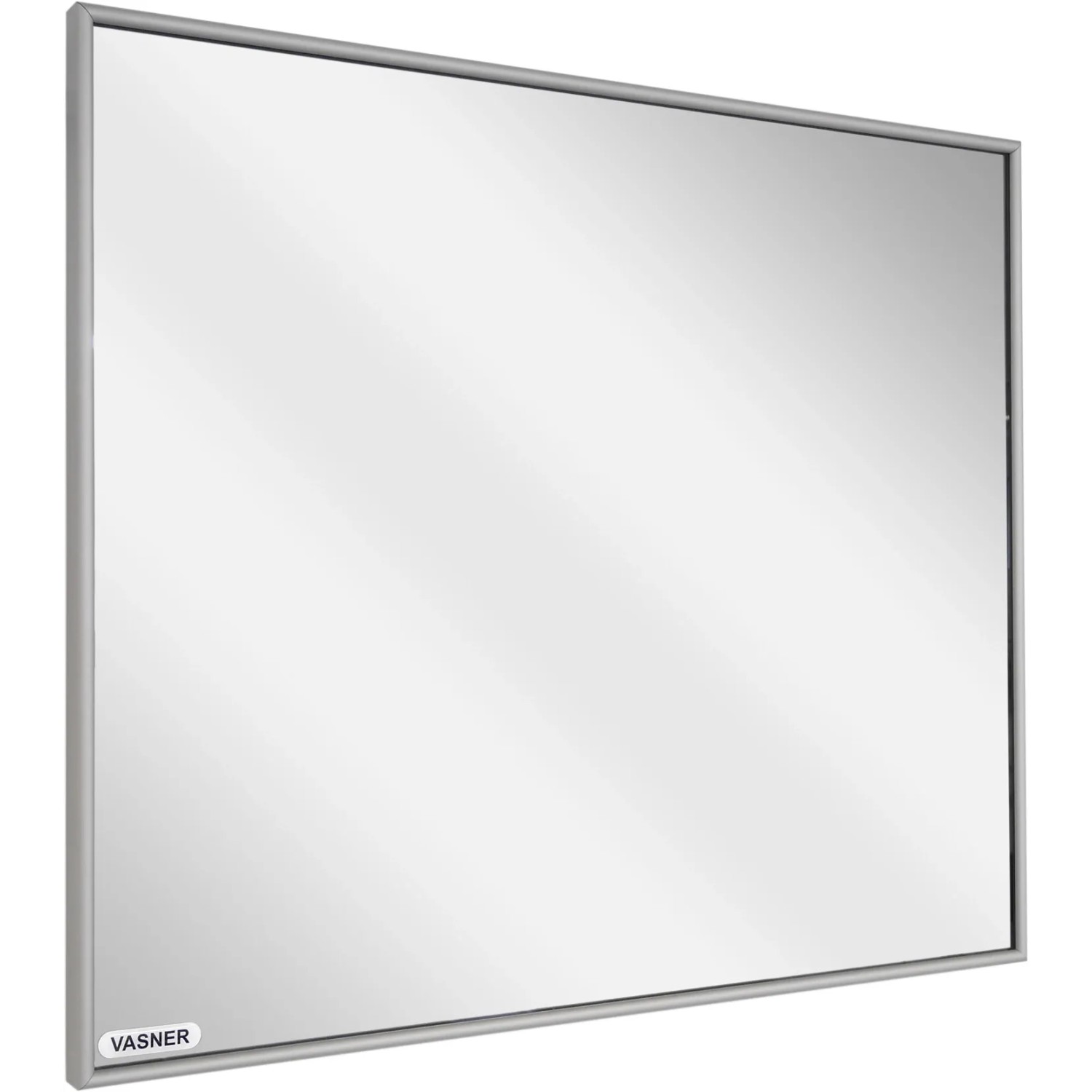 Vasner Spiegel-Infrarotheizung Zipris S 600W mit Alu-Rahmen für Bad und Wohnraum.